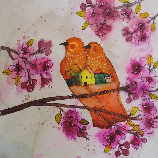 Orange Birds Blossom