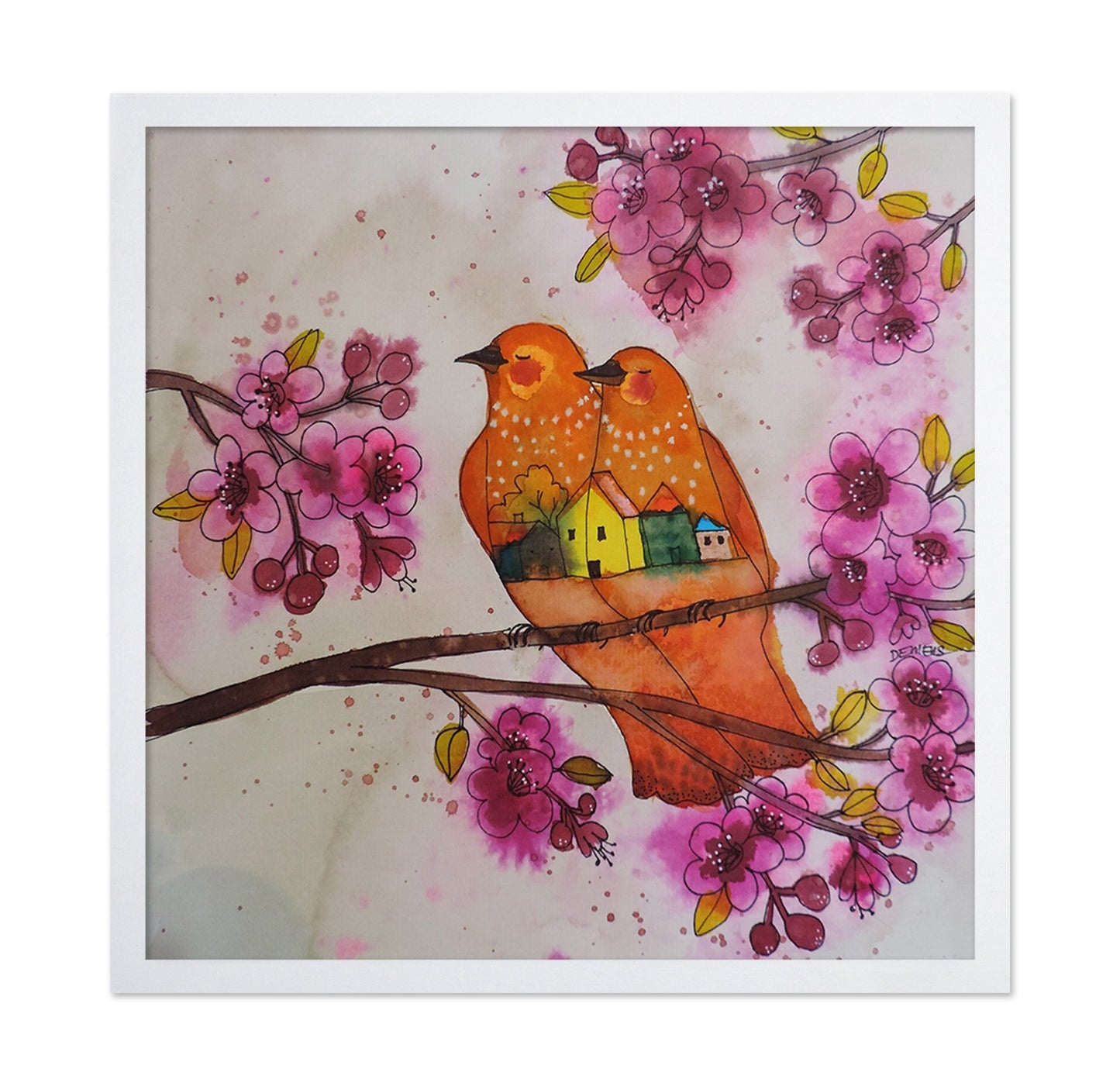 Orange Birds Blossom
