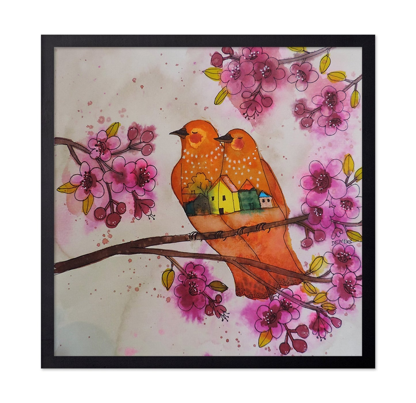 Orange Birds Blossom