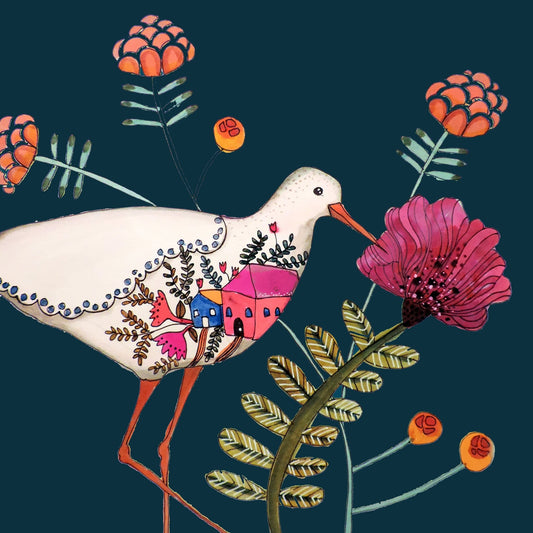 Bird With Tiny Village