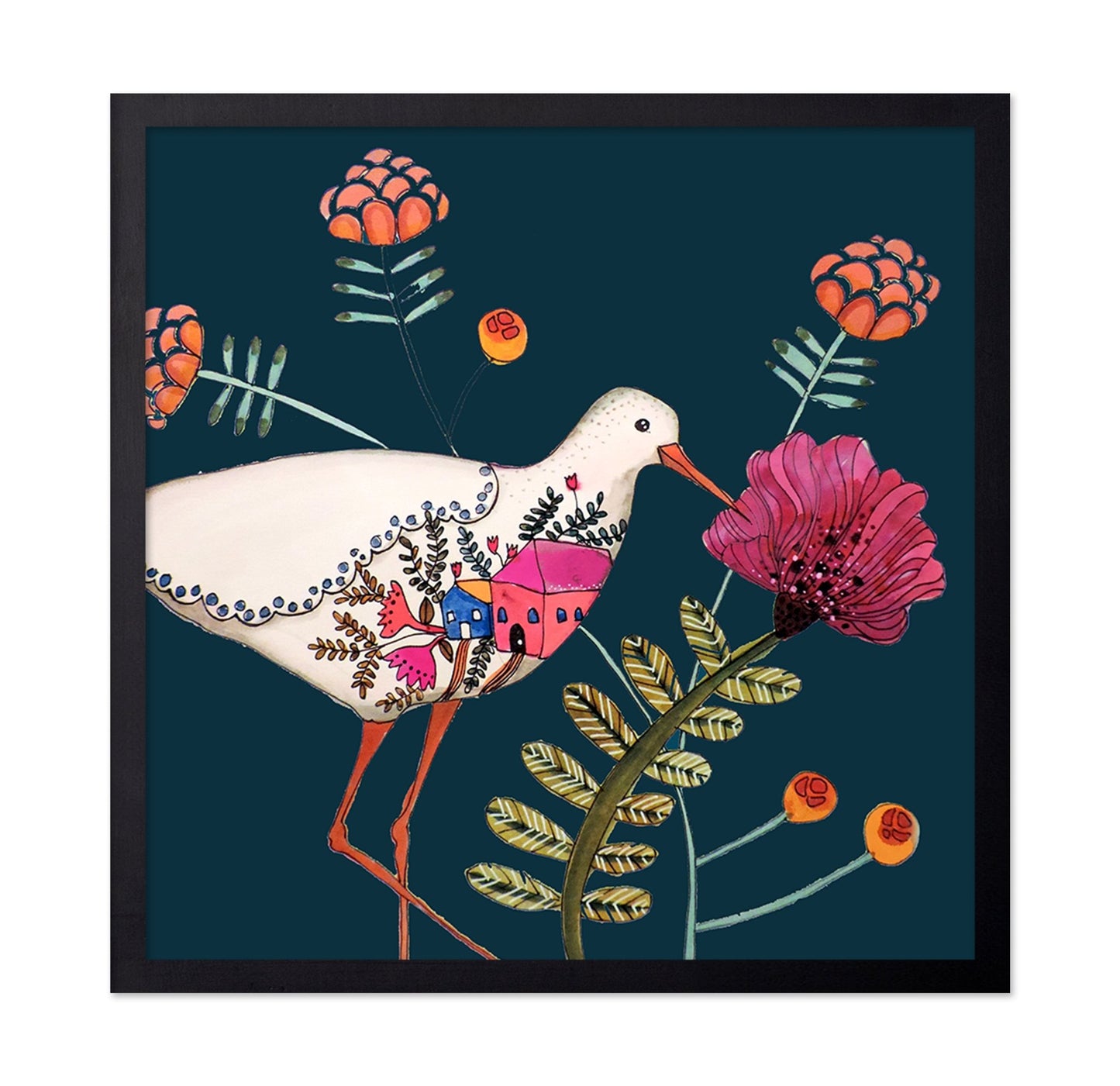 Bird With Tiny Village