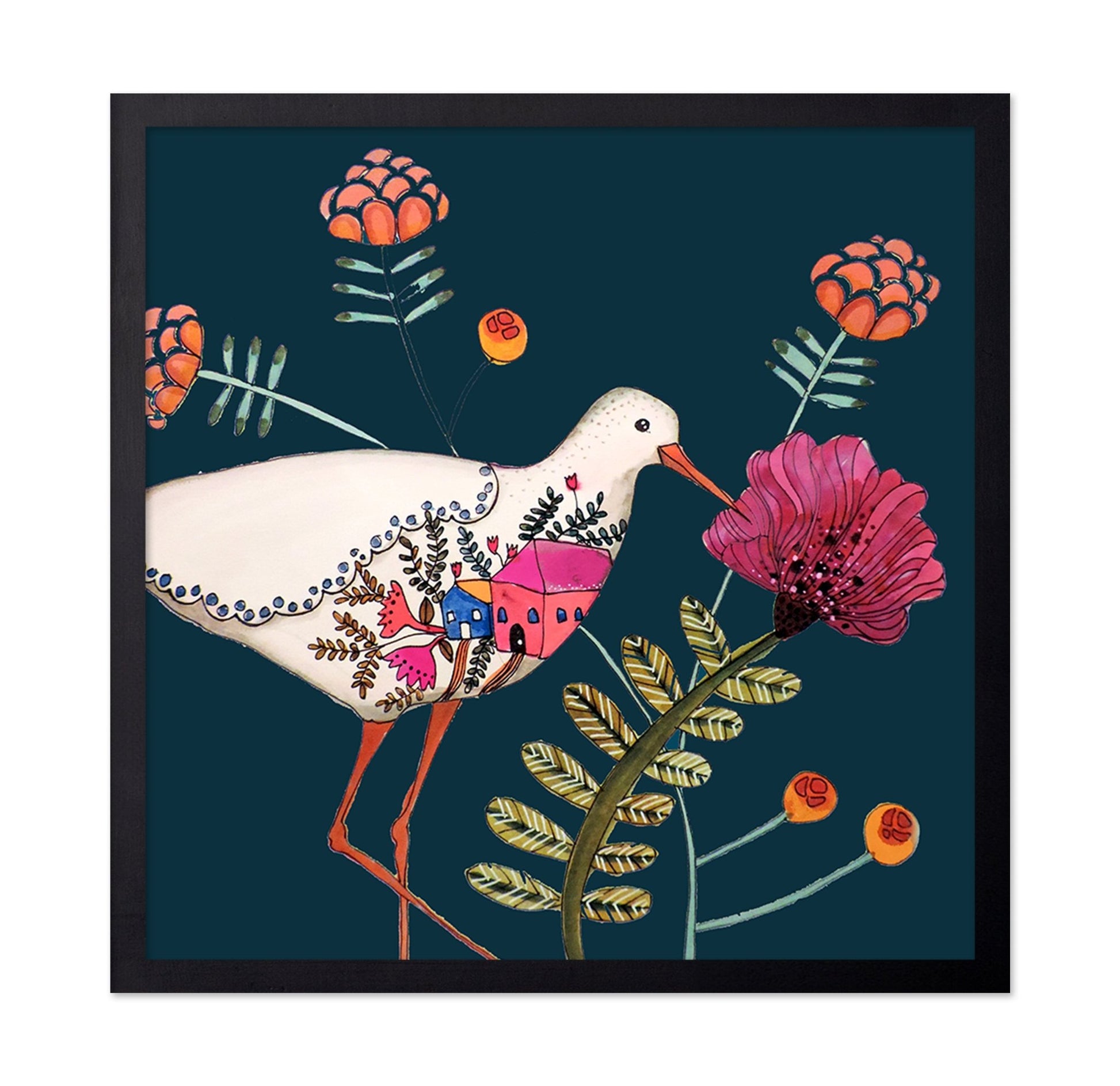 Bird With Tiny Village