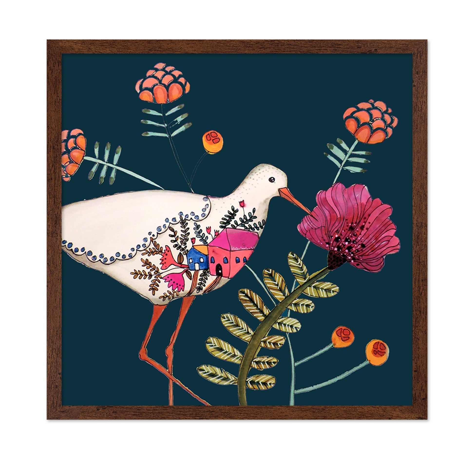 Bird With Tiny Village