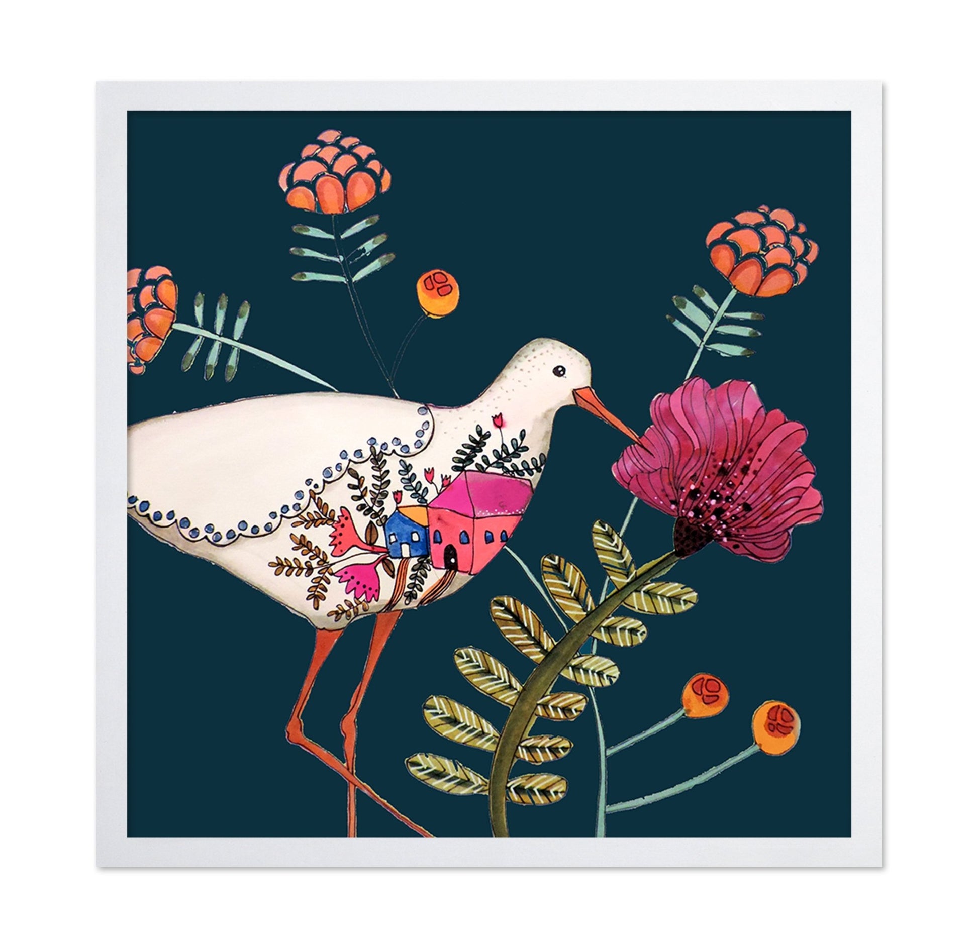 Bird With Tiny Village
