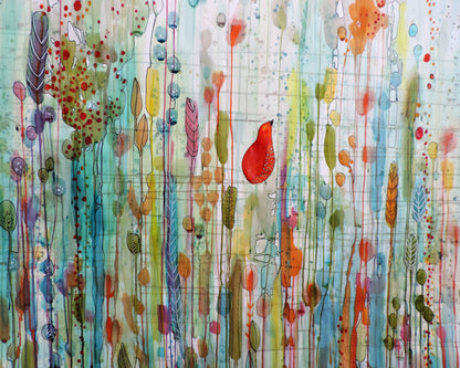 Red Bird Abstract Garden