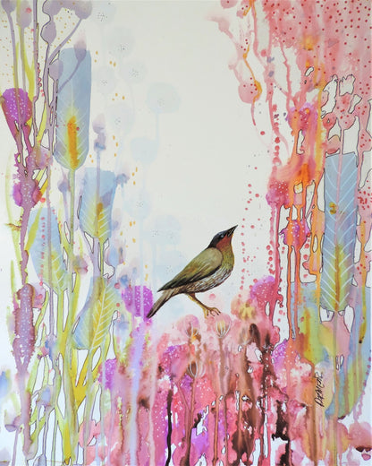 Bird In Pastel Garden