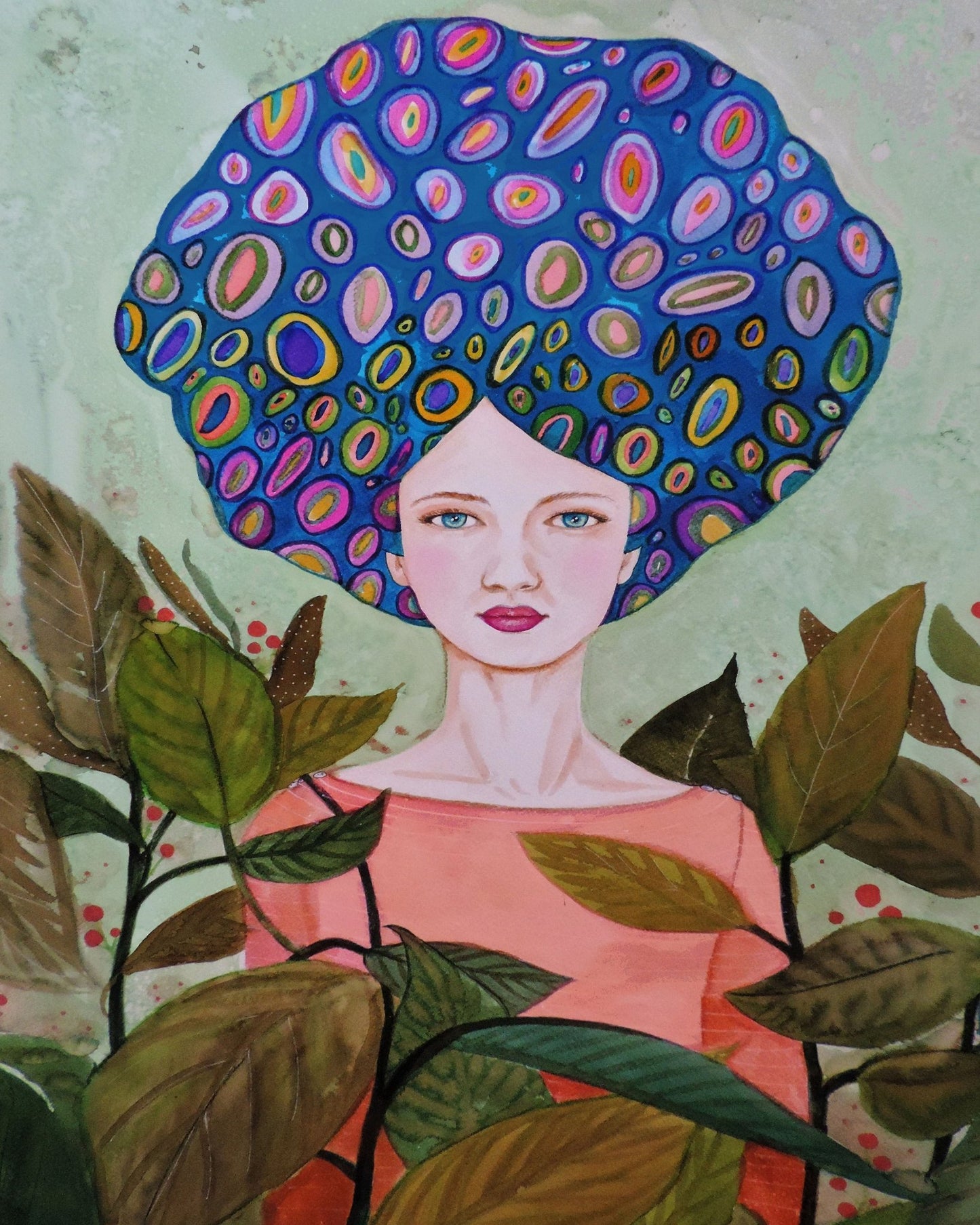 Blue Pattern Hair Portrait