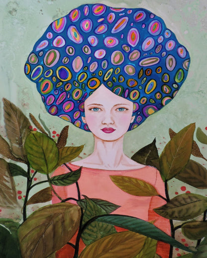 Blue Pattern Hair Portrait