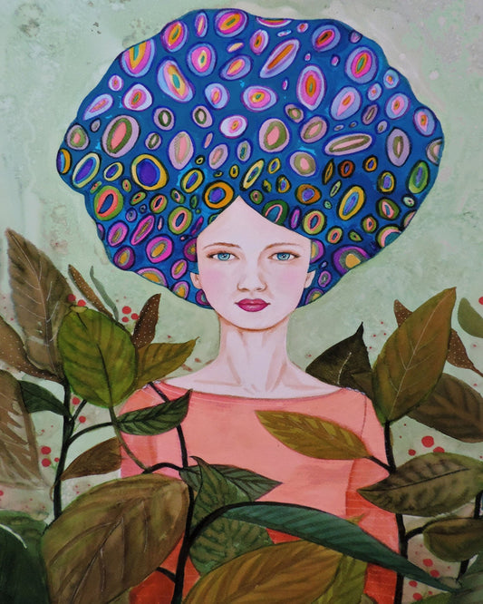 Blue Pattern Hair Portrait