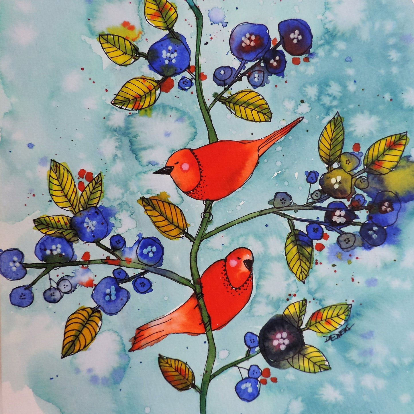 Red Birds With Berries