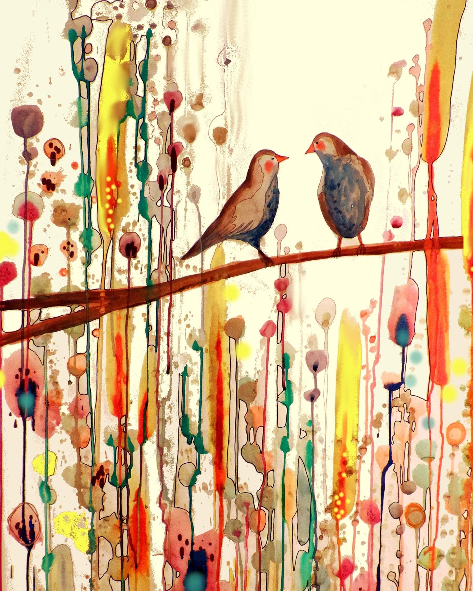 Quiet Birds On Branch