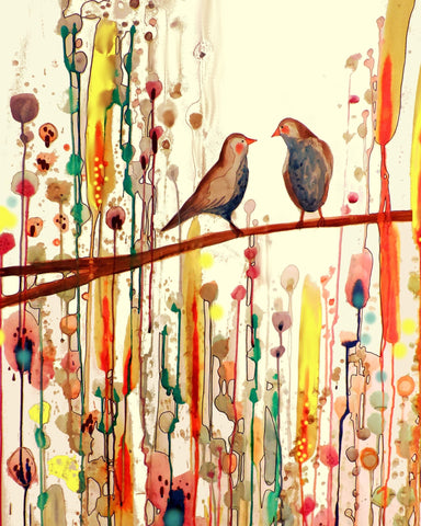 Quiet Birds On Branch