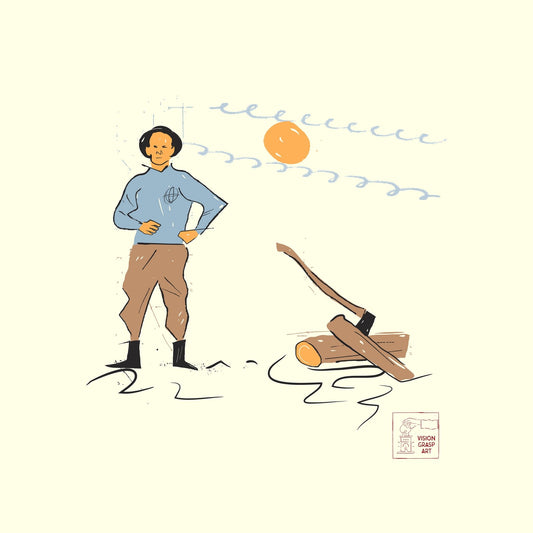 Woodcutter At Sunset