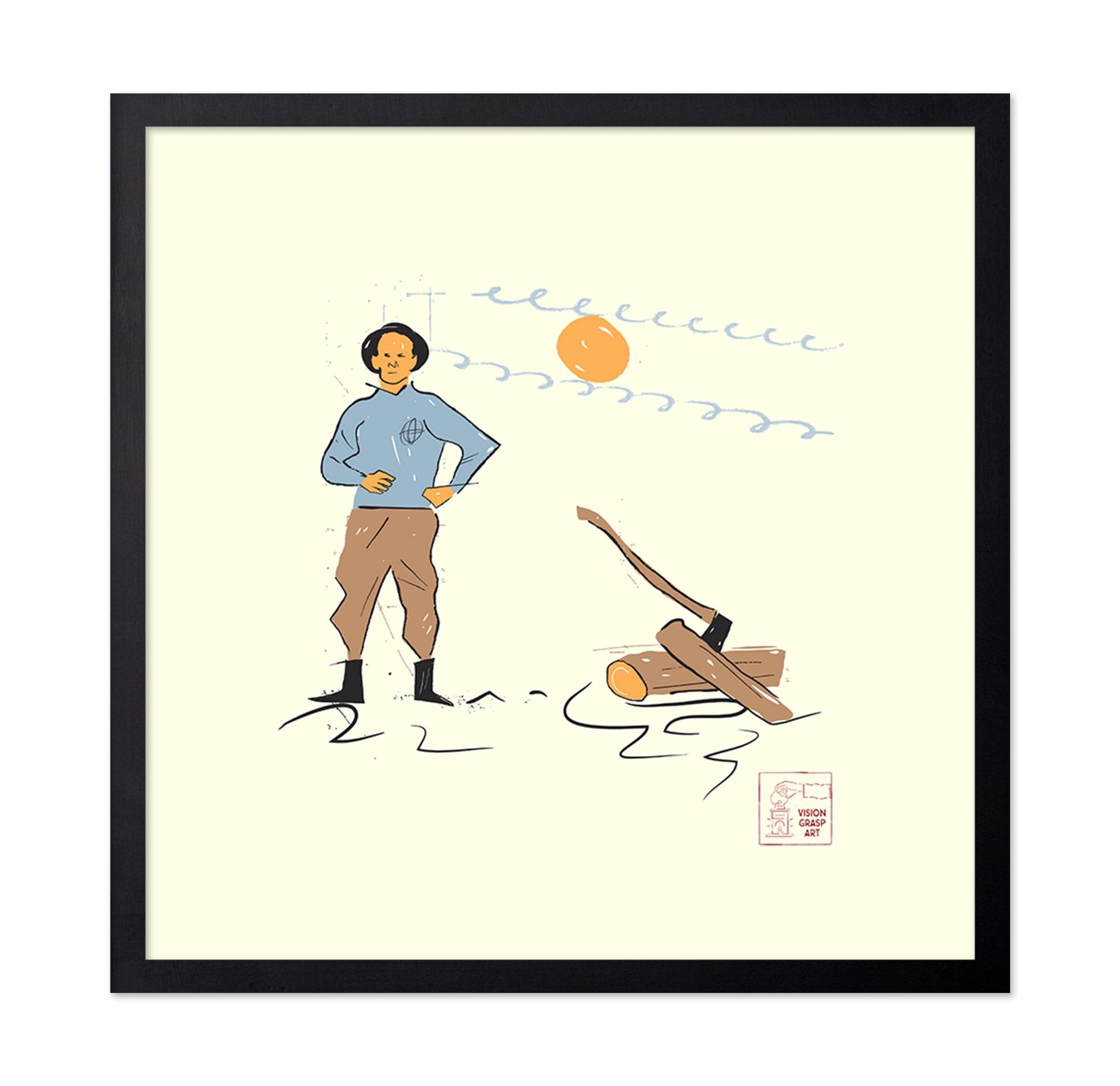 Woodcutter At Sunset