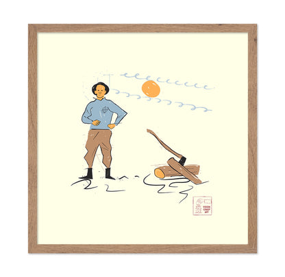 Woodcutter At Sunset