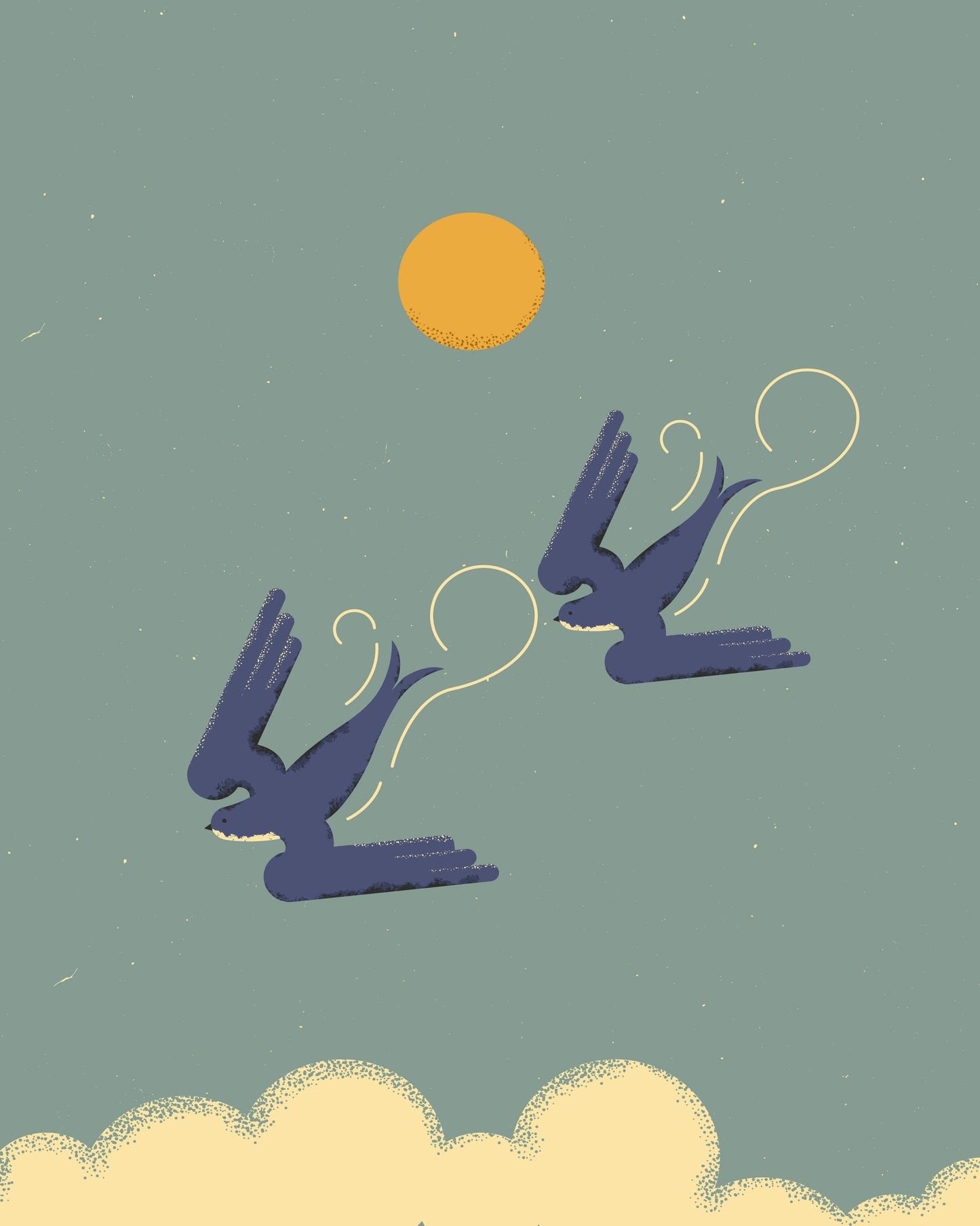Sunlit Flying Birds