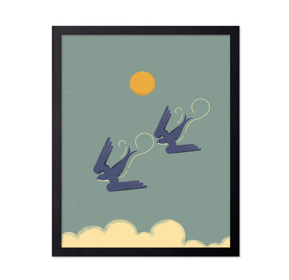 Sunlit Flying Birds