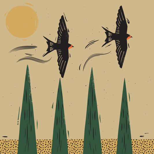 Flying Birds Minimal Scene