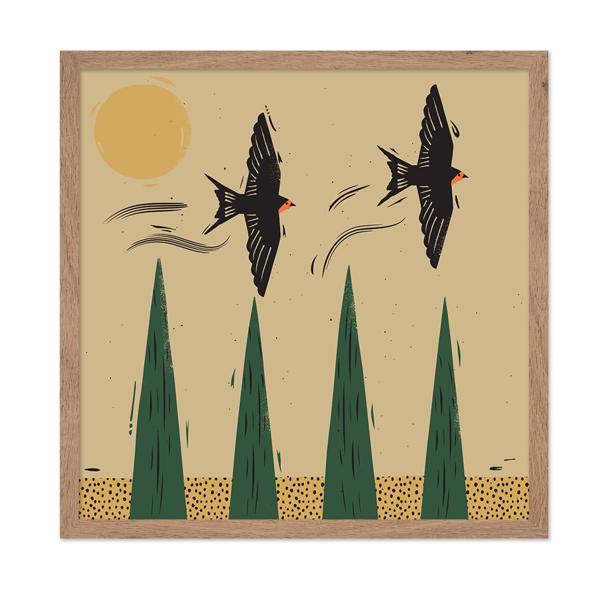 Flying Birds Minimal Scene