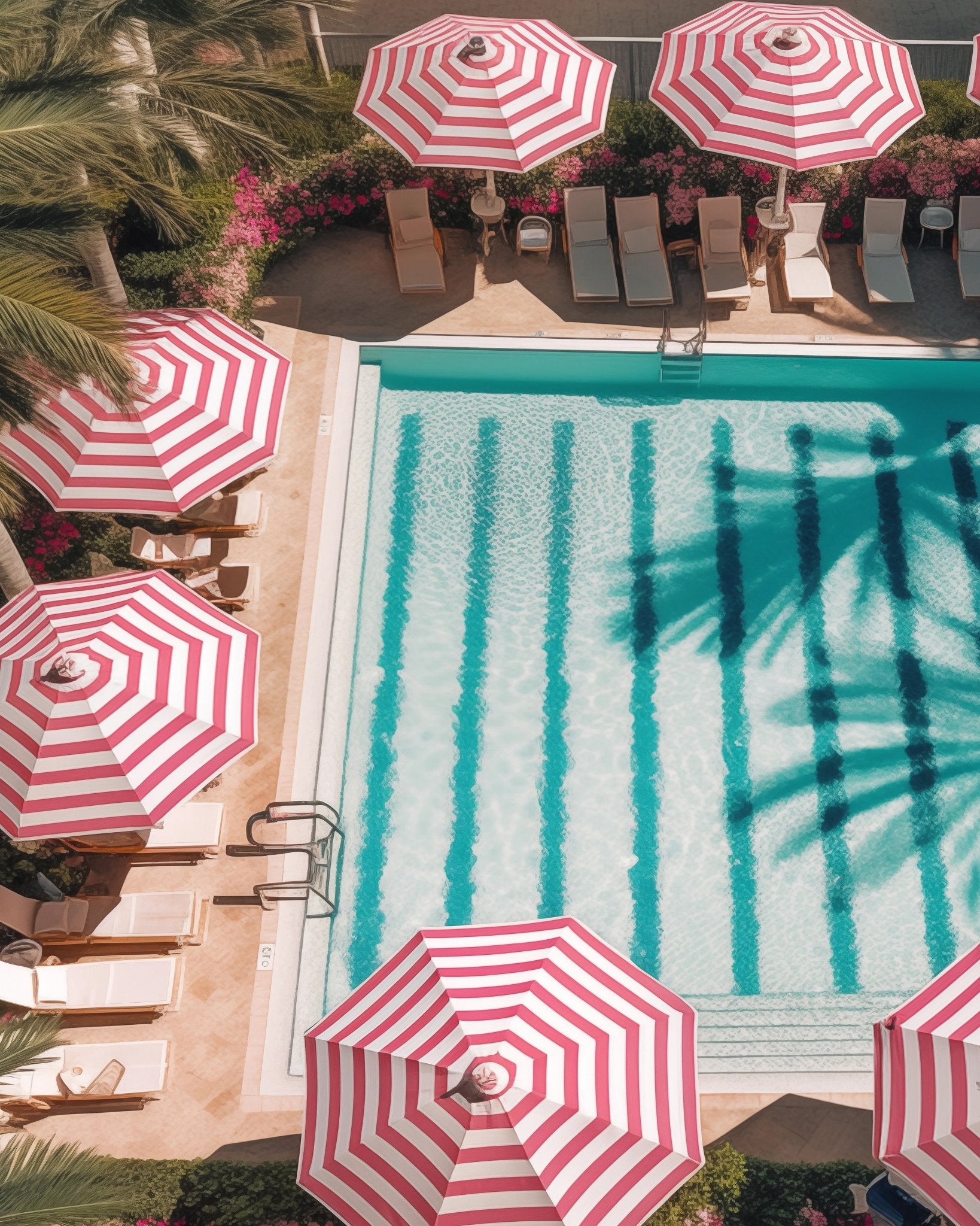 Pink Stripe Poolside