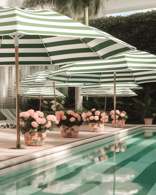 Green Poolside Umbrellas