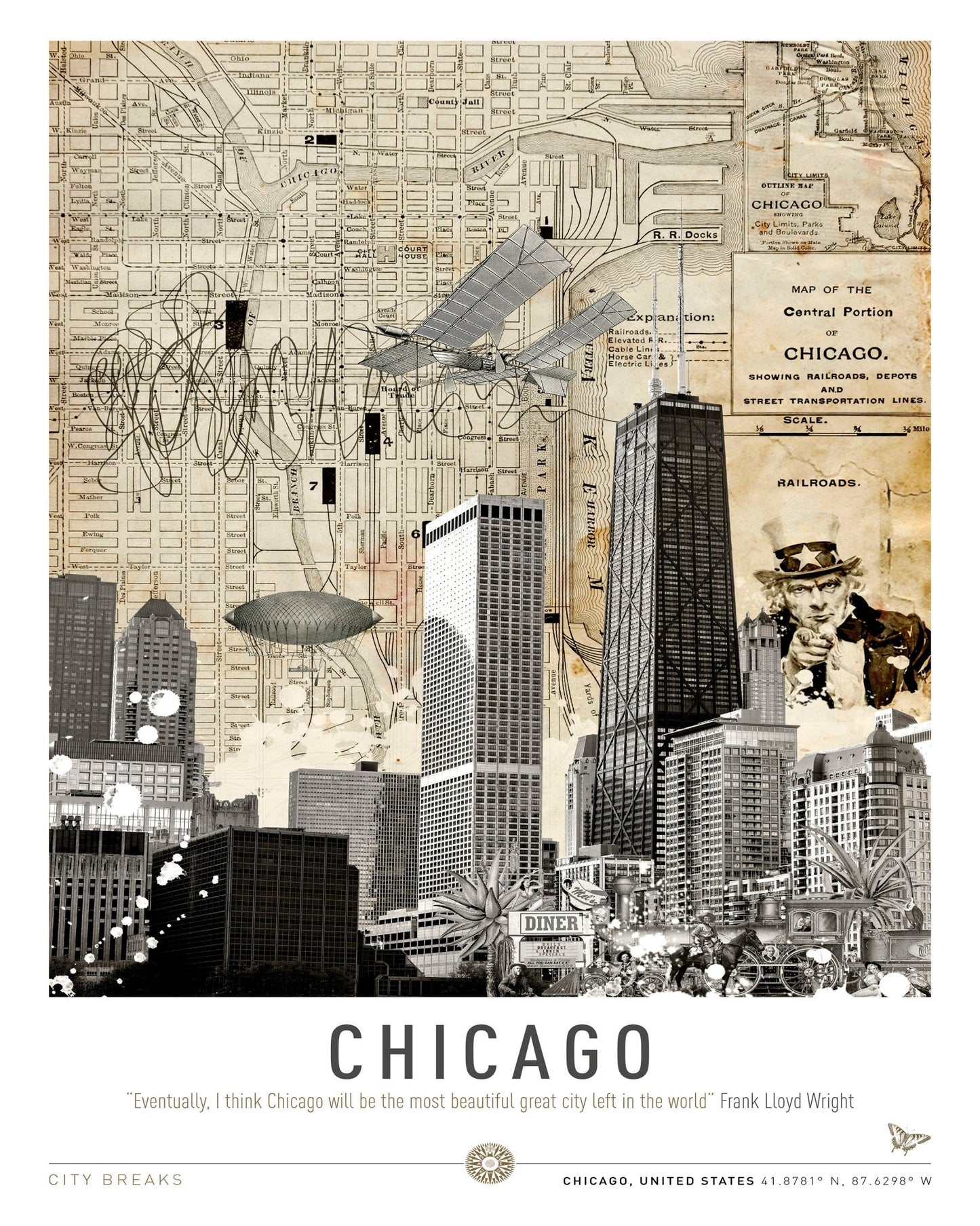 Chicago Skyline Map