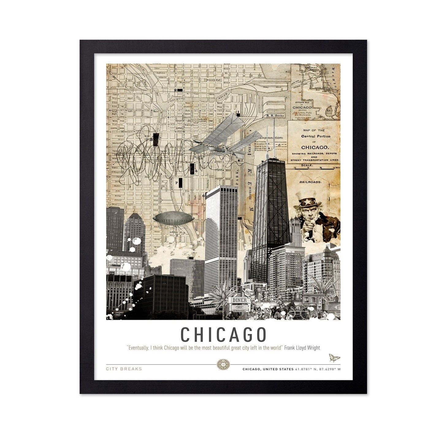 Chicago Skyline Map
