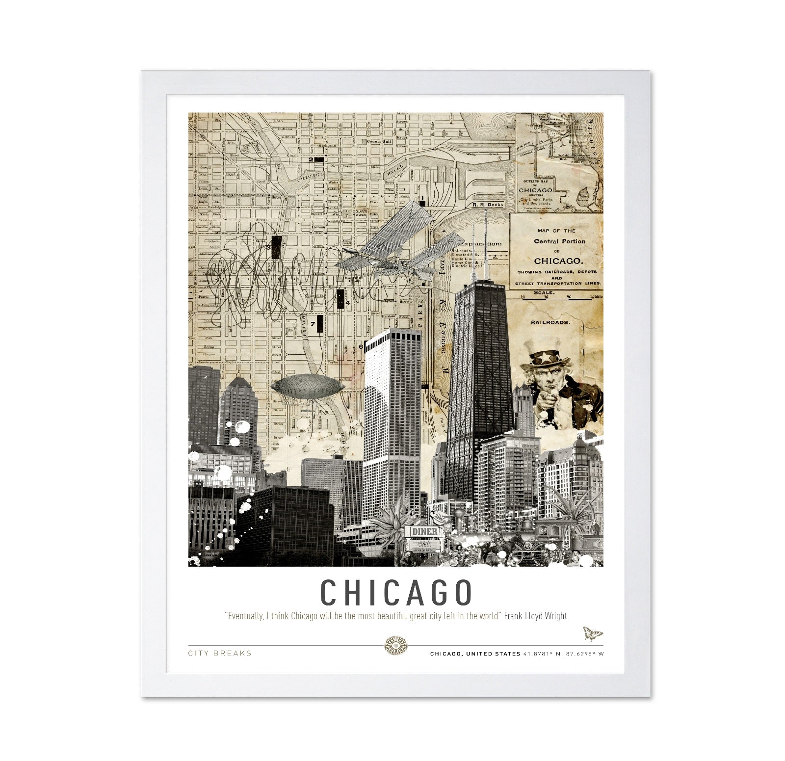 Chicago Skyline Map