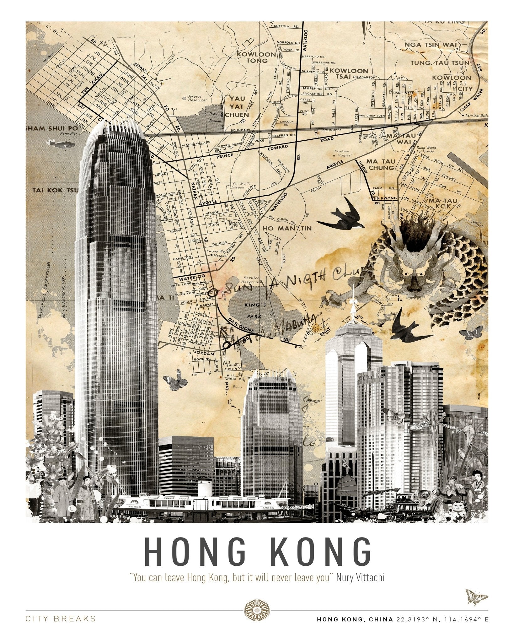 Hong Kong Vintage Map