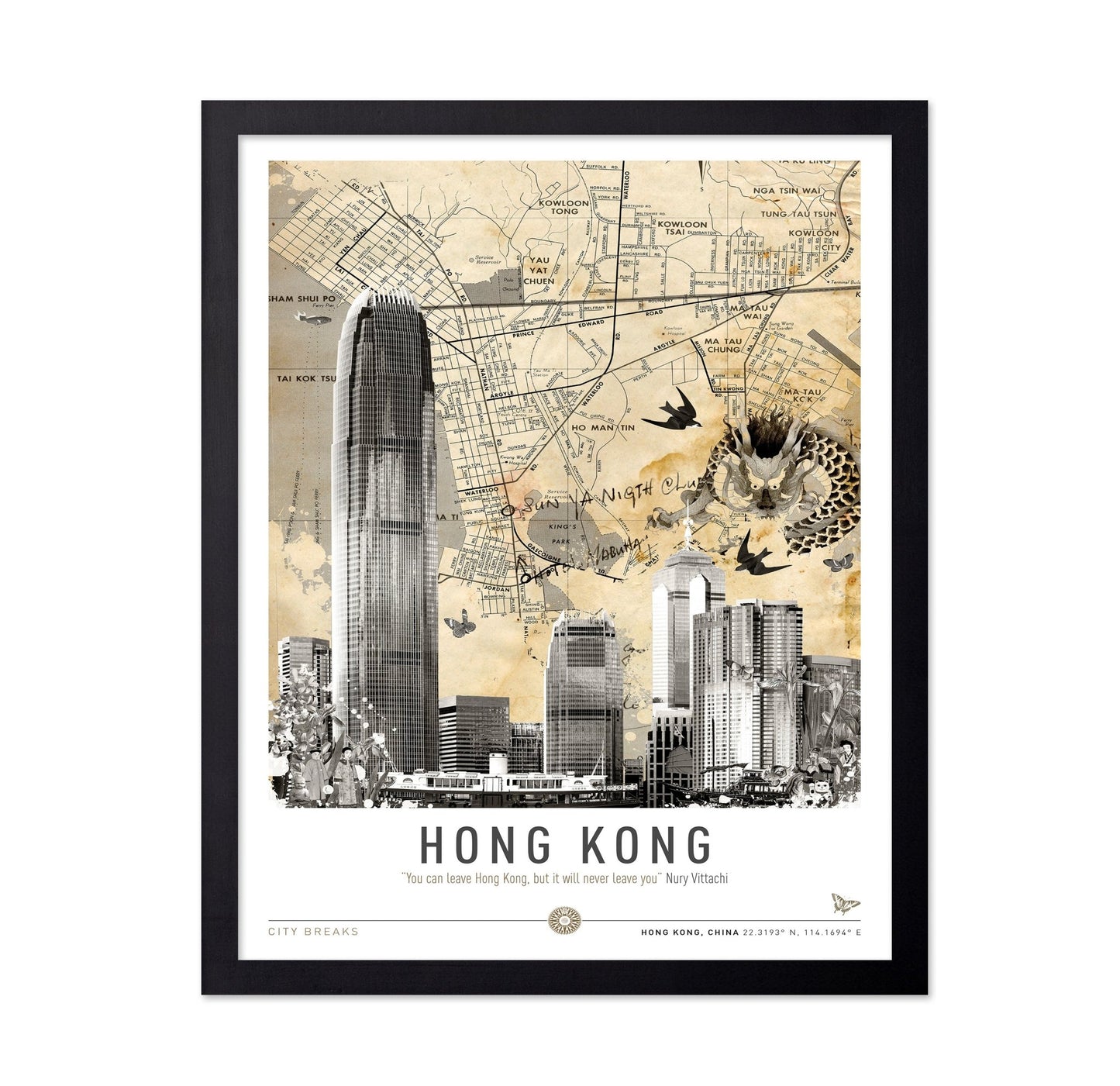Hong Kong Vintage Map