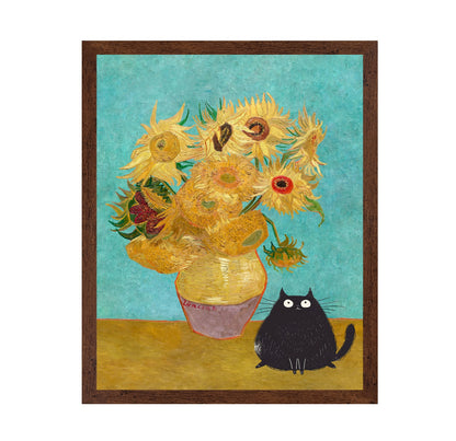 Sunflowers With Black Cat