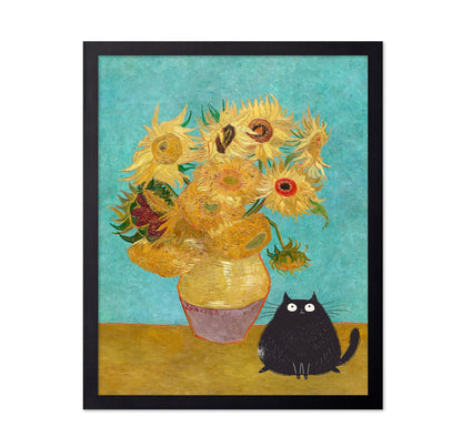 Sunflowers With Black Cat