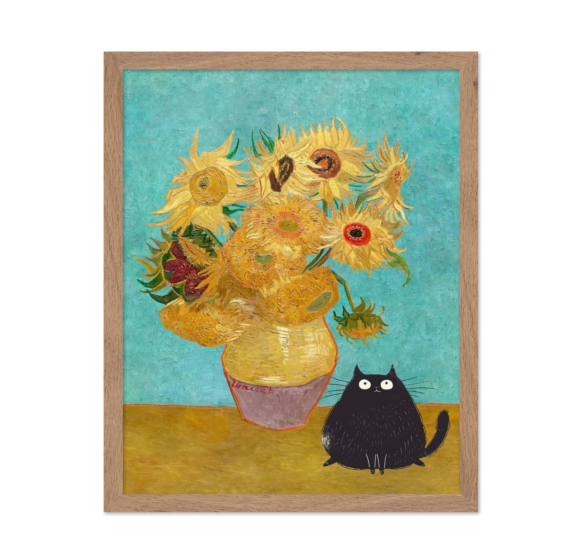 Sunflowers With Black Cat