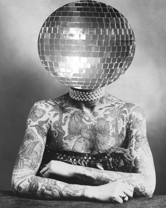 Disco Head Tattoo Woman