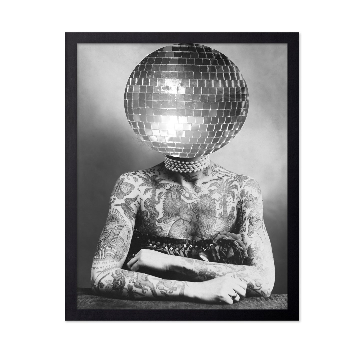 Disco Head Tattoo Woman