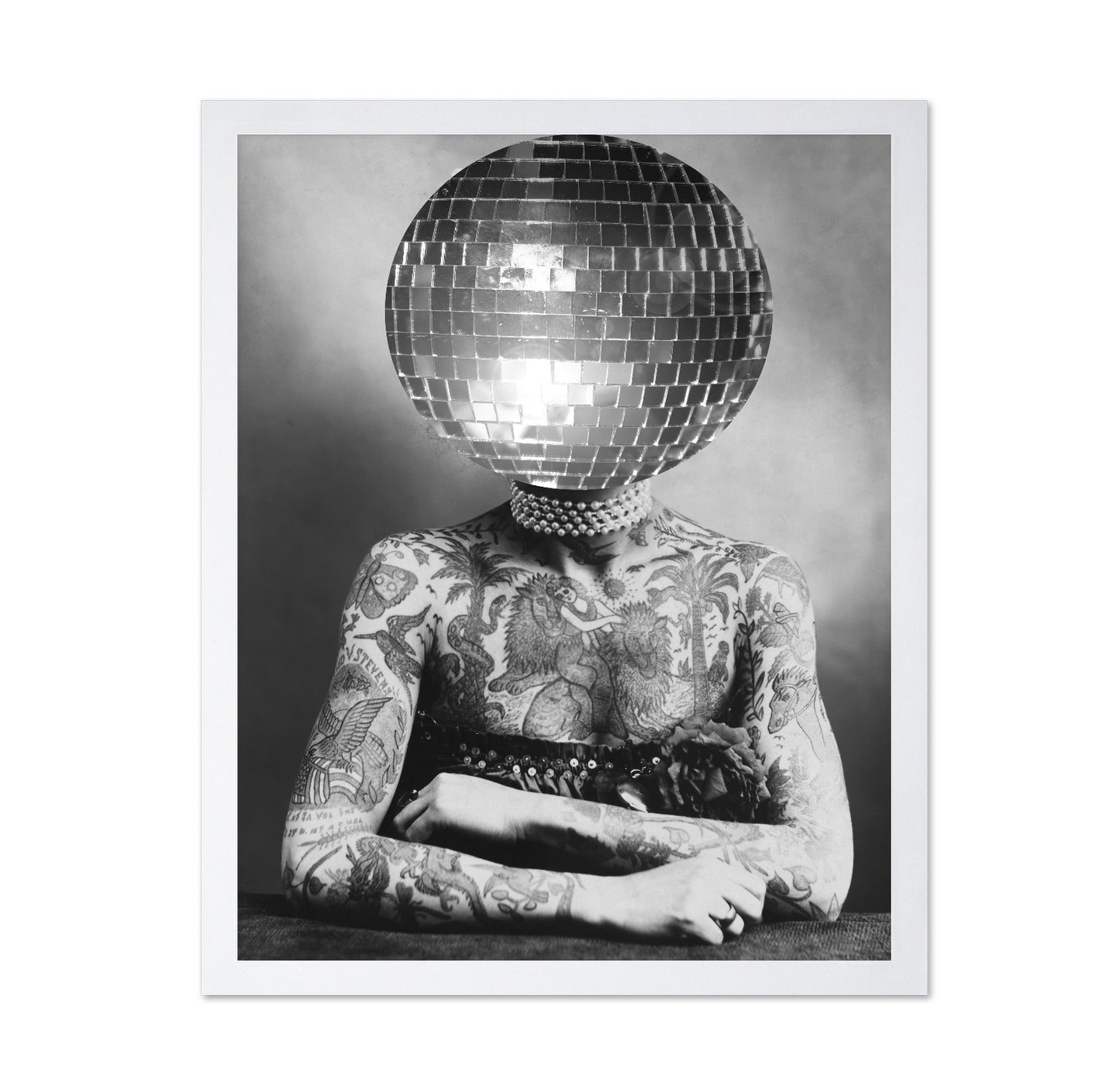 Disco Head Tattoo Woman