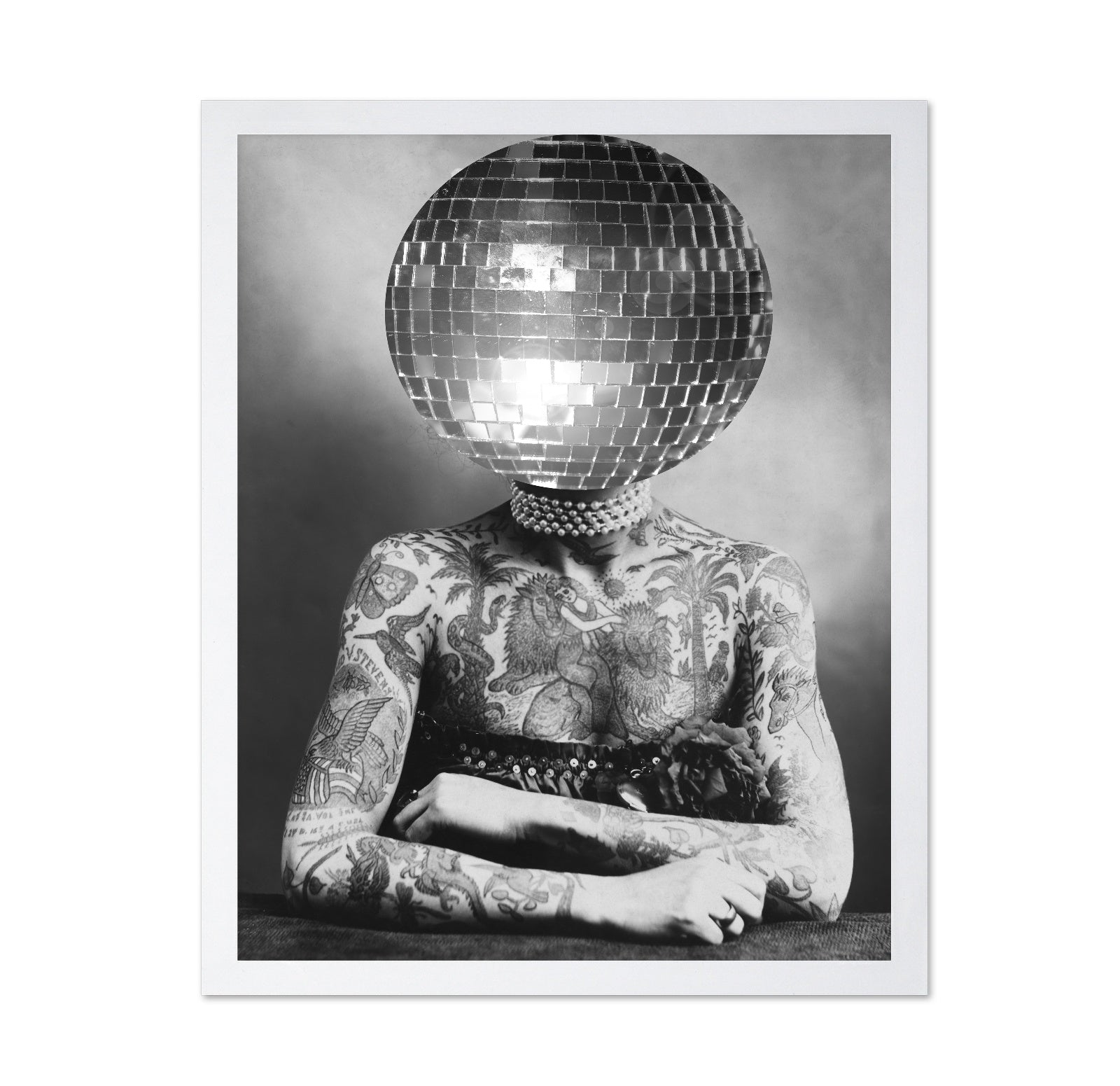 Disco Head Tattoo Woman