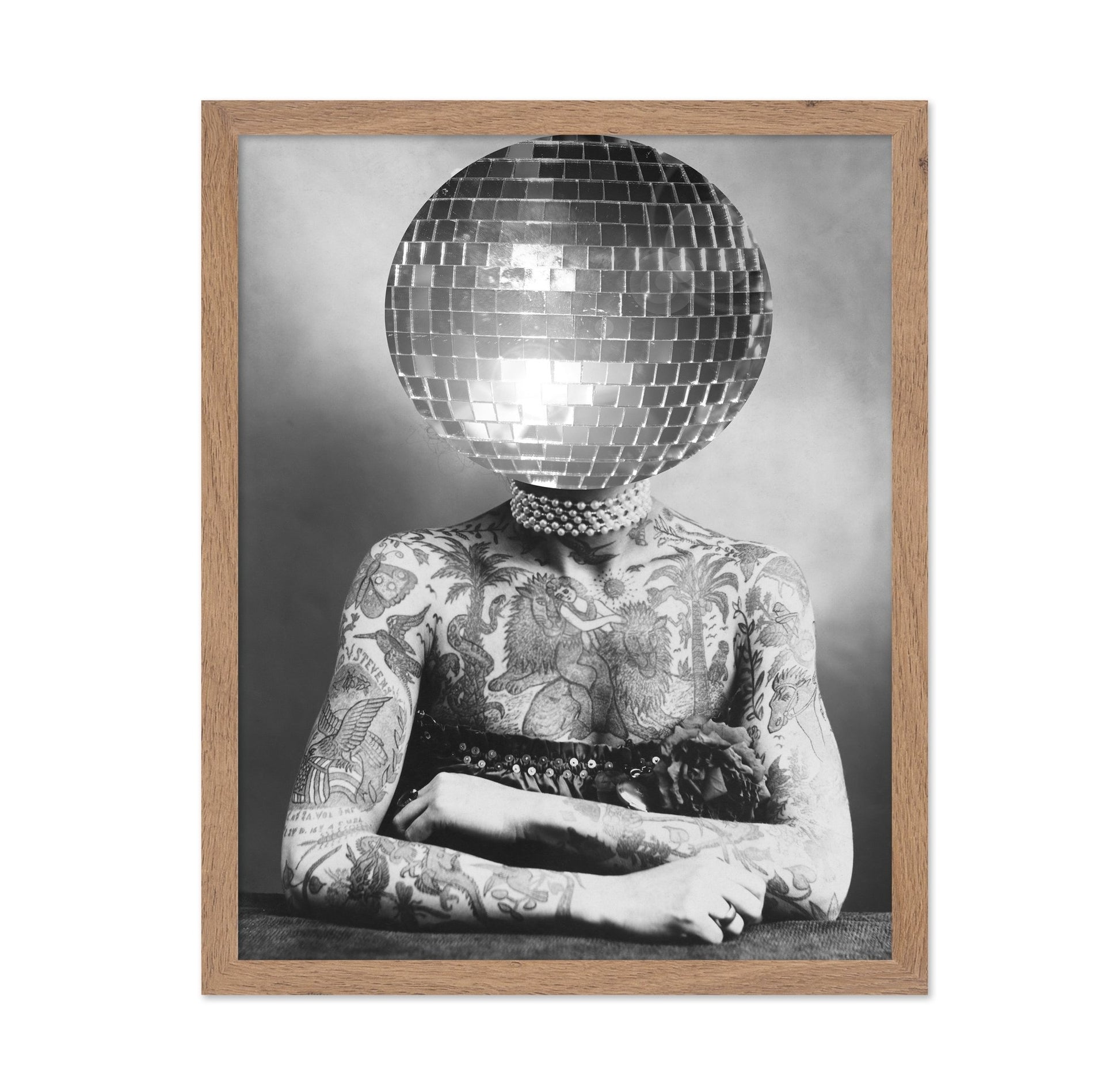 Disco Head Tattoo Woman
