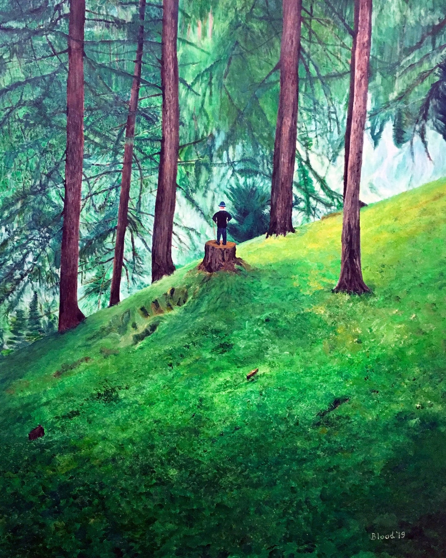 Man On Forest Stump