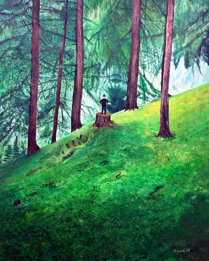 Man On Forest Stump