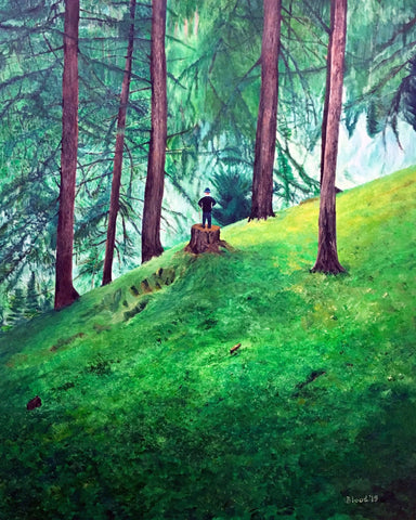 Man On Forest Stump