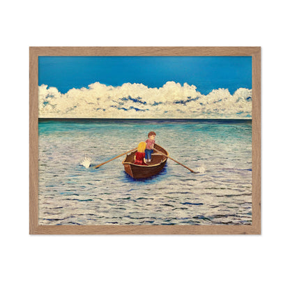 Kids Rowing At Sea