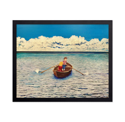 Kids Rowing At Sea