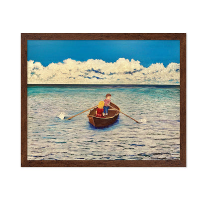 Kids Rowing At Sea