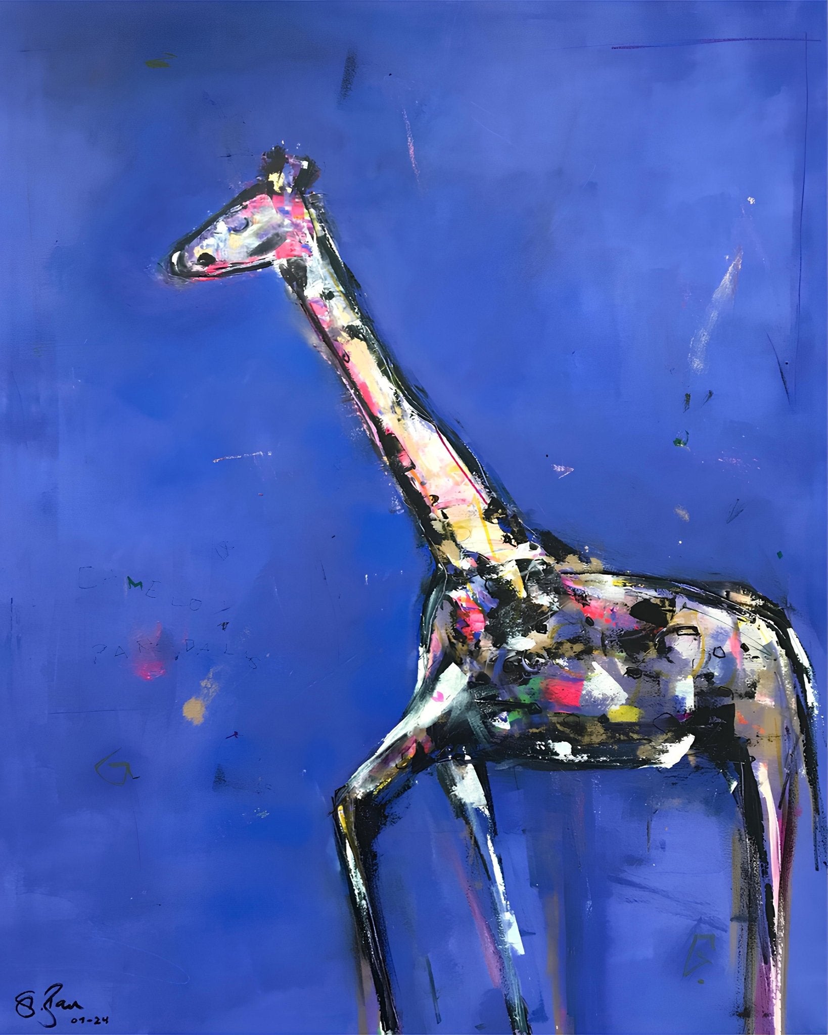 Abstract Giraffe Blue