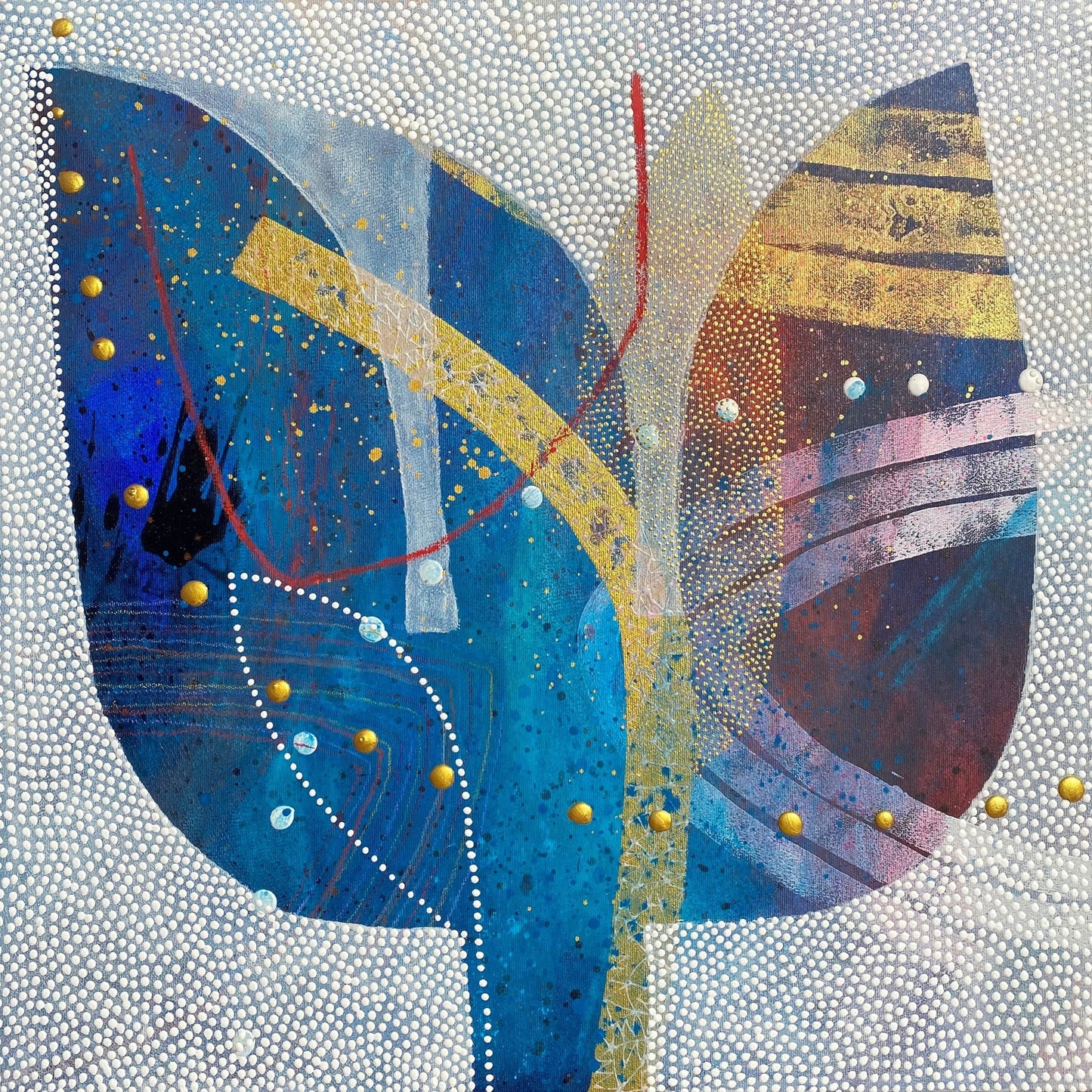 Blue Gold Abstract Leaf