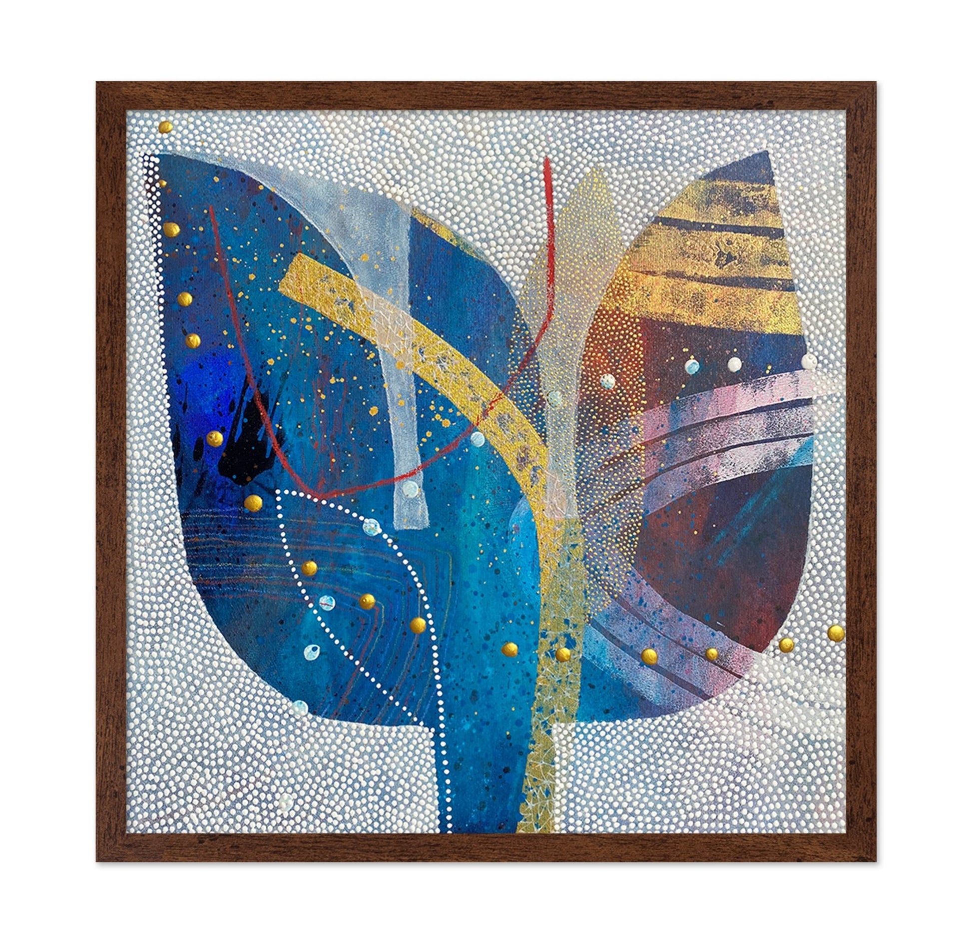 Blue Gold Abstract Leaf