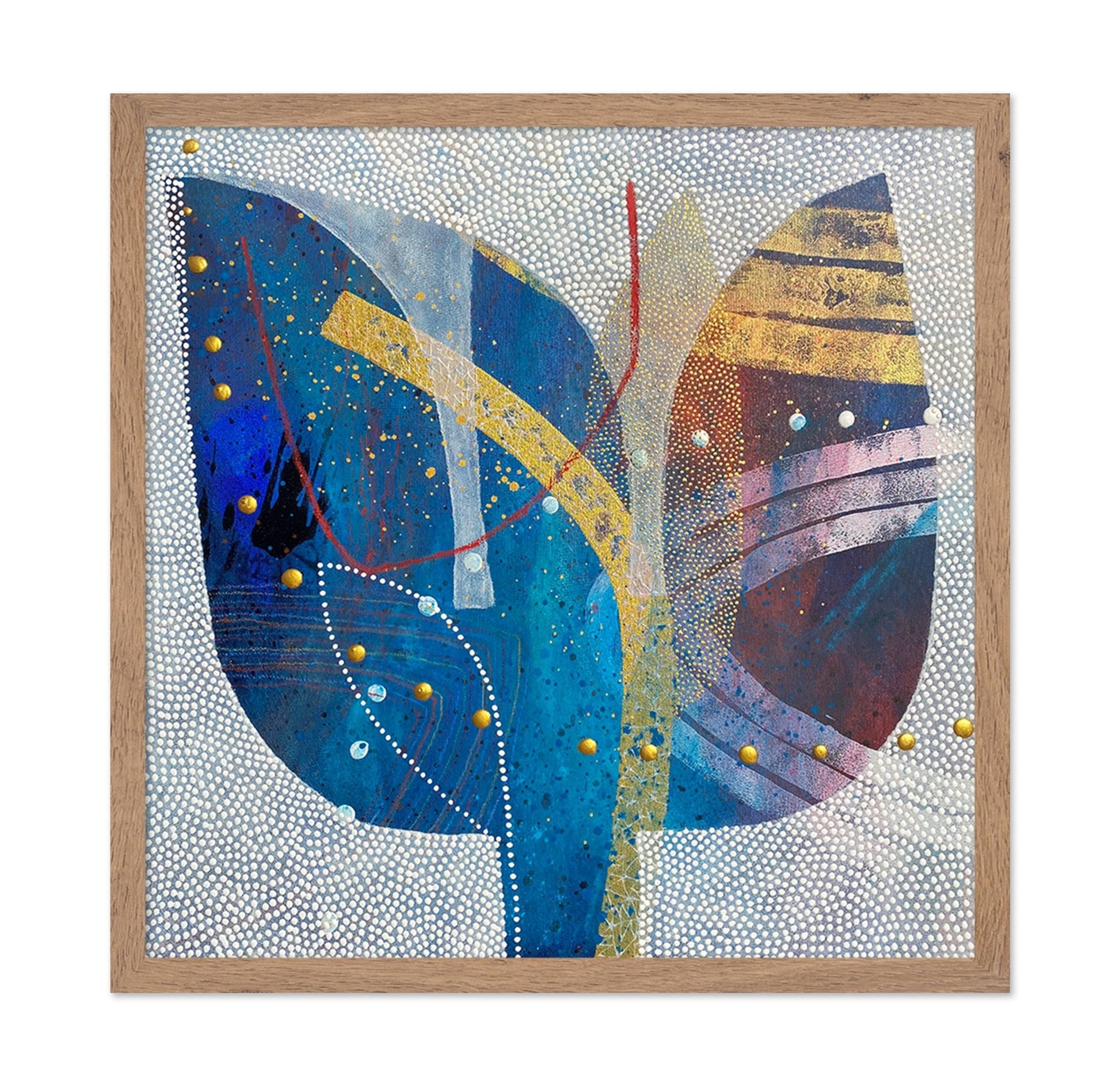 Blue Gold Abstract Leaf