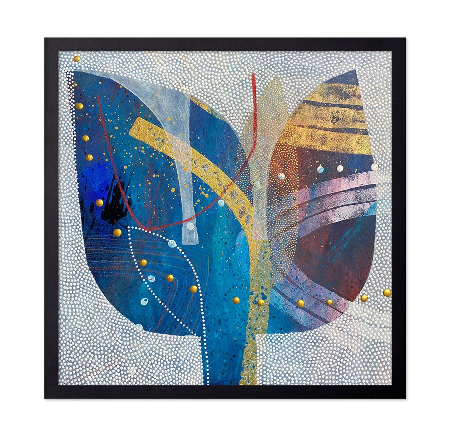 Blue Gold Abstract Leaf