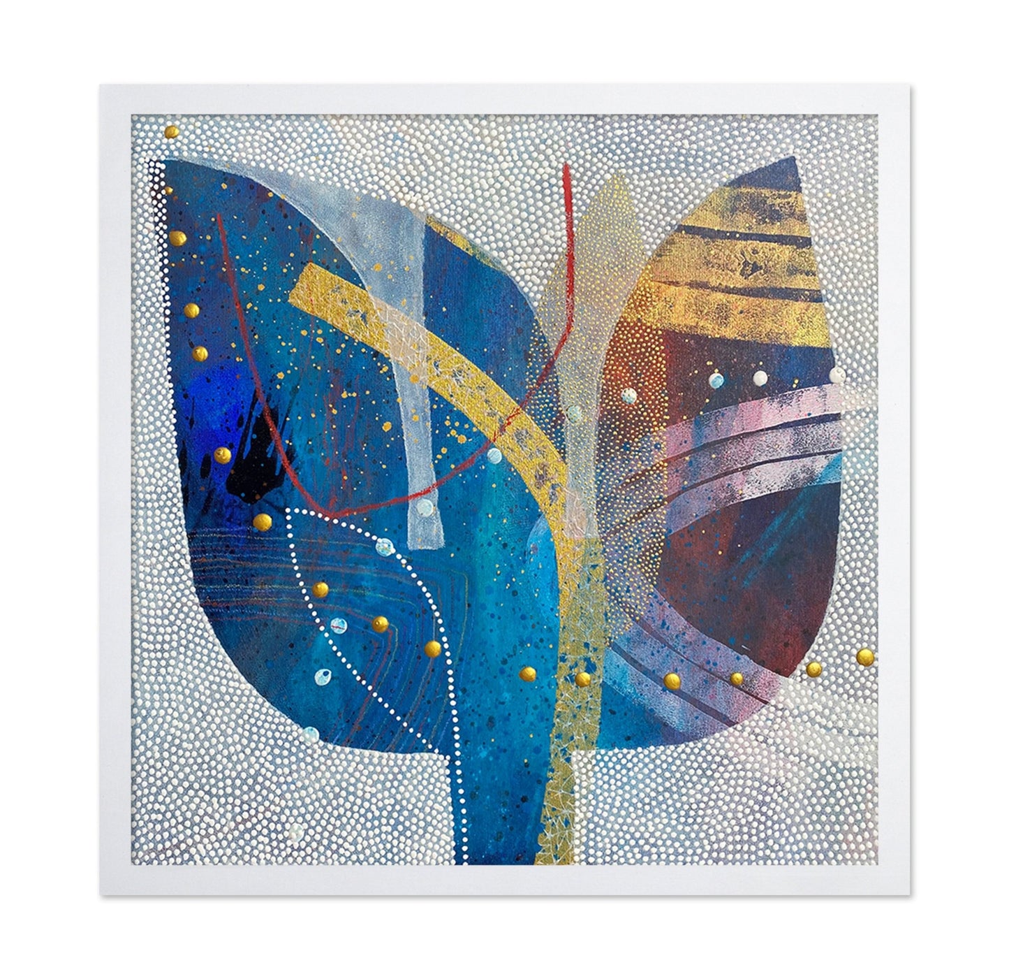 Blue Gold Abstract Leaf